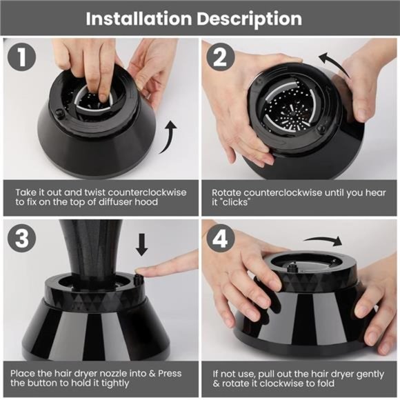 Universal Collapsible Hair Diffuser,Travel Foldable Adjustable Salon Fast Drying - Picture 4 of 7